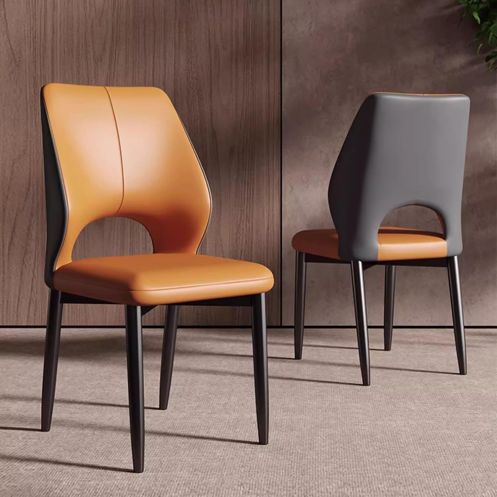 Elegantes sillas de comedor tapizadas, sillas laterales de cocina sin brazos de piel sintética con patas de metal, asiento perfecto para comedor, sala de estar, dormitorio y restaurante.