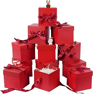 Elephant-package 12Pack Small Gift Boxes with Lids, Red Gift Boxes with ...