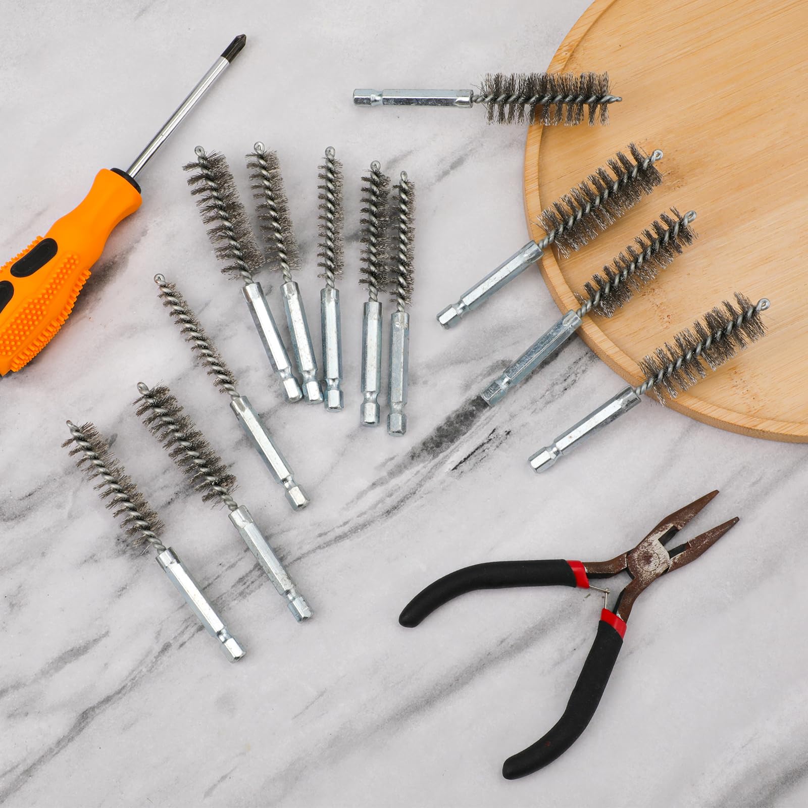 SPAZZOLA PENNELLO FRONTALE INOX A MAZZETTI RITORTI Per TRAPANO Con - Foto 10