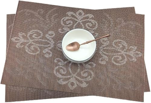 Miniatura 8 de Gugrida Juego de 6 manteles individuales de lujo, manteles individuales para mesa de comedor, manteles individuales resistentes al calor,