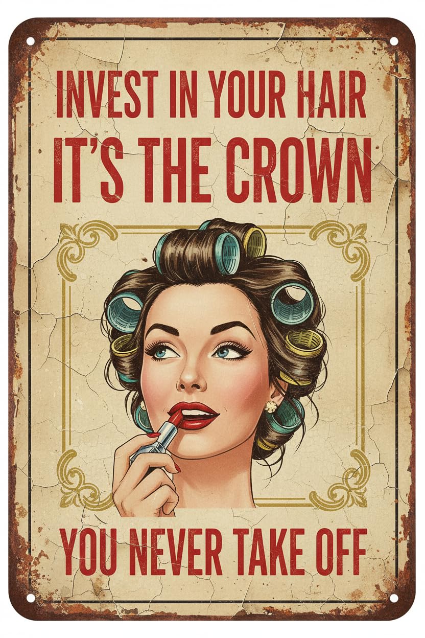 Invest In Your Hair Hairdresser Tin Sign, 12x8 Inch