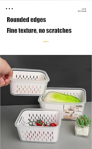 Miniatura 5 de Contenedores de almacenamiento de frutas y verduras para refrigerador, 6 piezas3 juegos de recipientes para guardar productos frescos para conservar