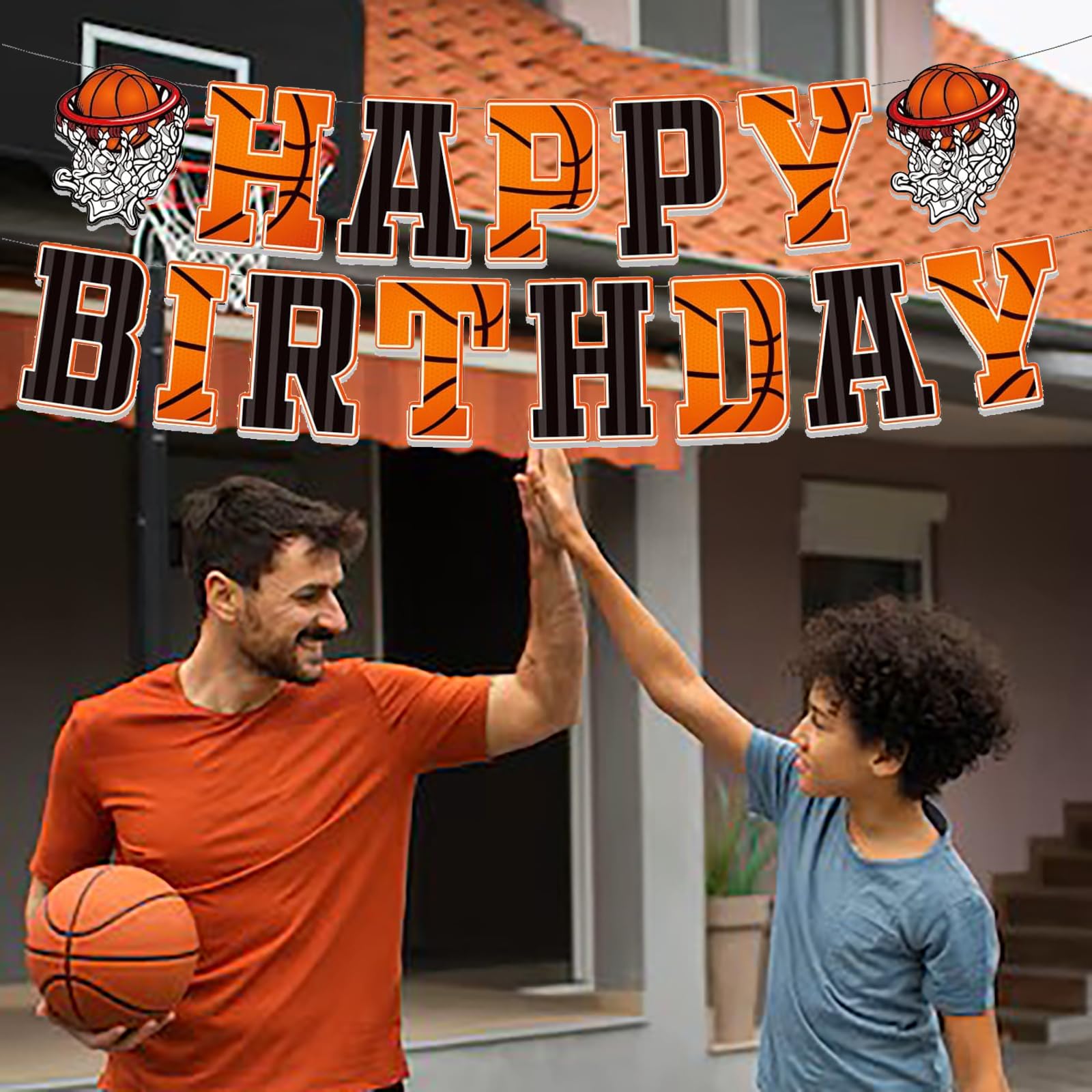 Basketball Geburtstag Deko Set – Happy Birthday Banner & 9 Hängewirbel Für Sport-Partys