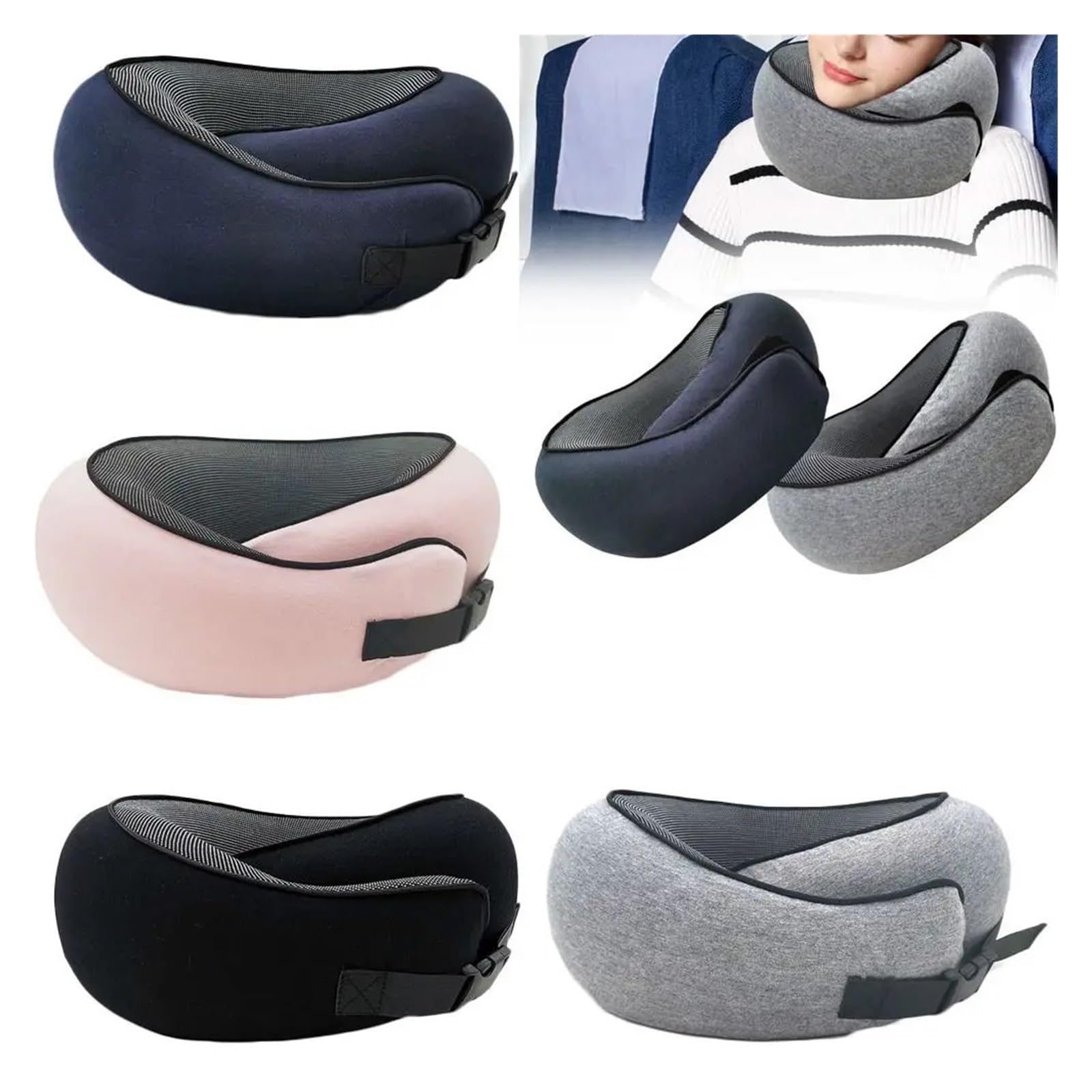 WWYYZAYC Travel Soft Neck Pillow Portable Adjustable Soft Neck Support Noon Break Sleep Pillows(Grey,Type1)