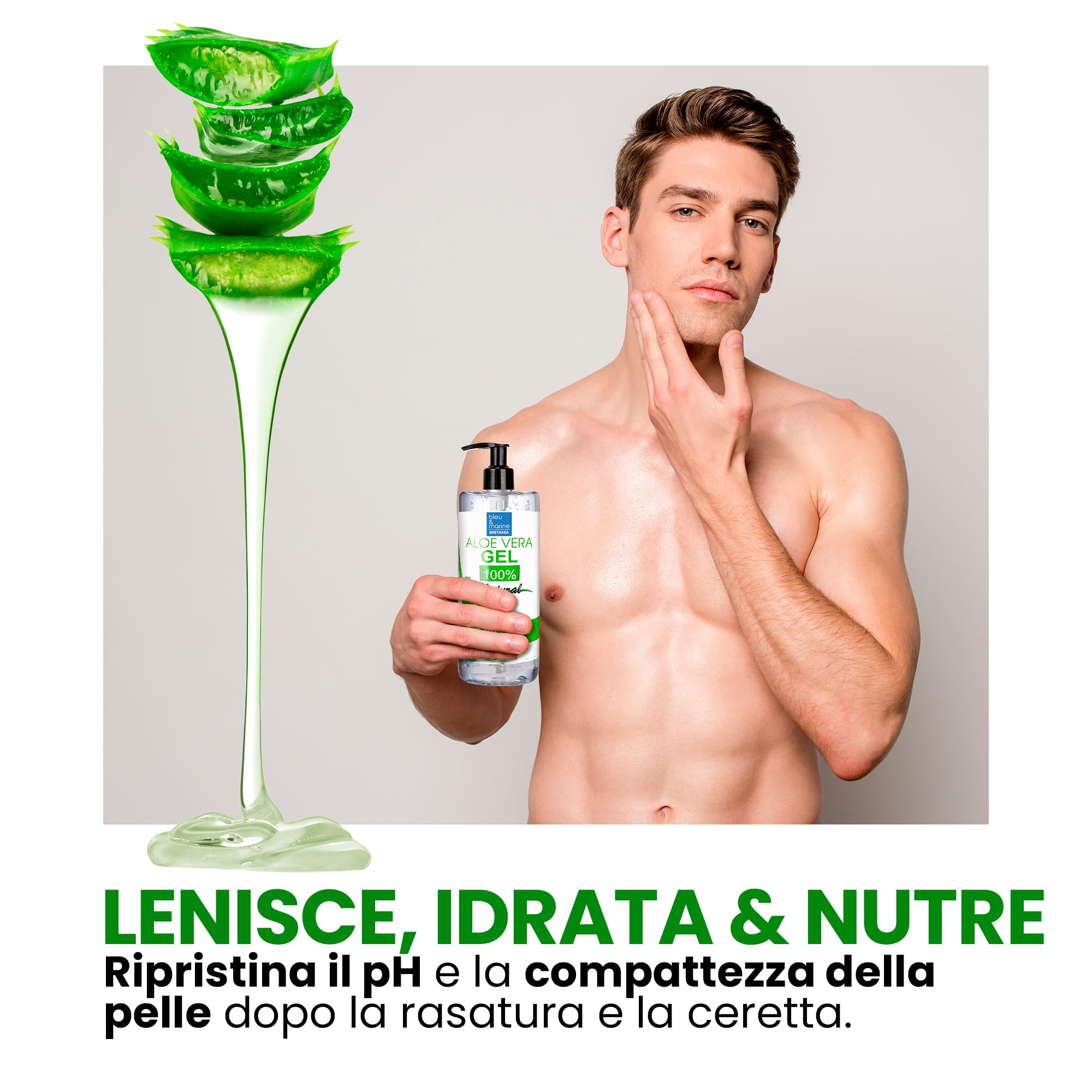 Gel di Aloe Vera Puro 100%, Foglio Fresco Coltivato Ecologico delle Canarie, Idratante Viso, Corpo e Capelli - Lenitivo per Scottature e Irritazioni, Dopo Sole, Dopobarba, Post-Depilazione, 2000 ml