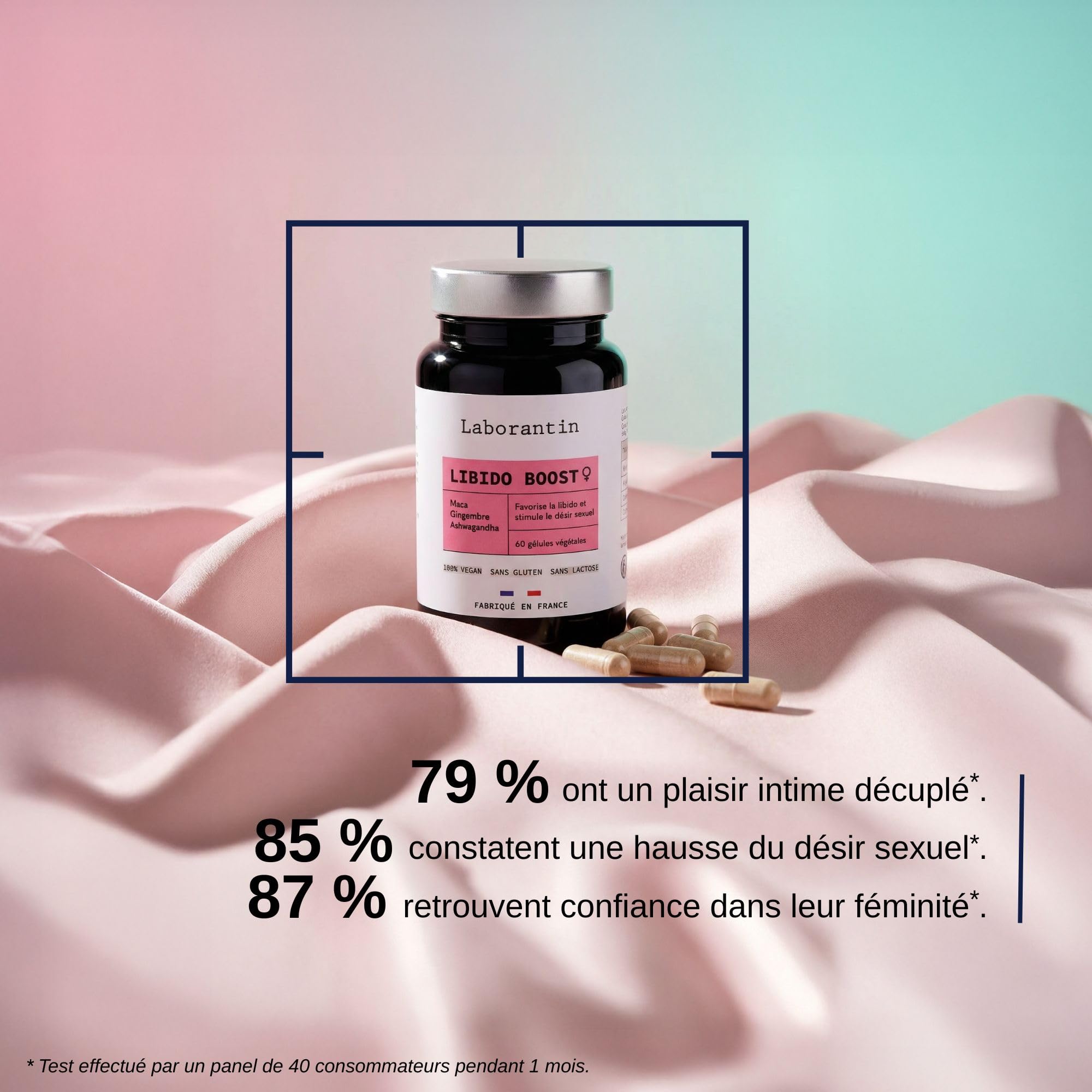 Laborantin Libido Boost Femme Aphrodisiaque Naturel 60 Gélules Vegan | Maca, Ashwagandha, Ginseng, Usage Cure ou Ponctuel, Fabriqué en France