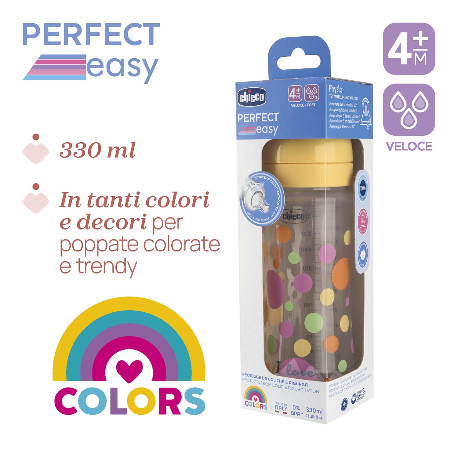 Chicco Biberon Perfect Easy Flusso Veloce 330ml Anticolica 4M+