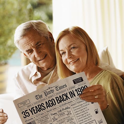 Miniatura 6 de Spercy Tarjeta retro grande de cumpleaños 35 para él y ella, tarjeta de regalo de cumpleaños 35 para mujeres y hombres, tarjeta de feliz cumpleaños