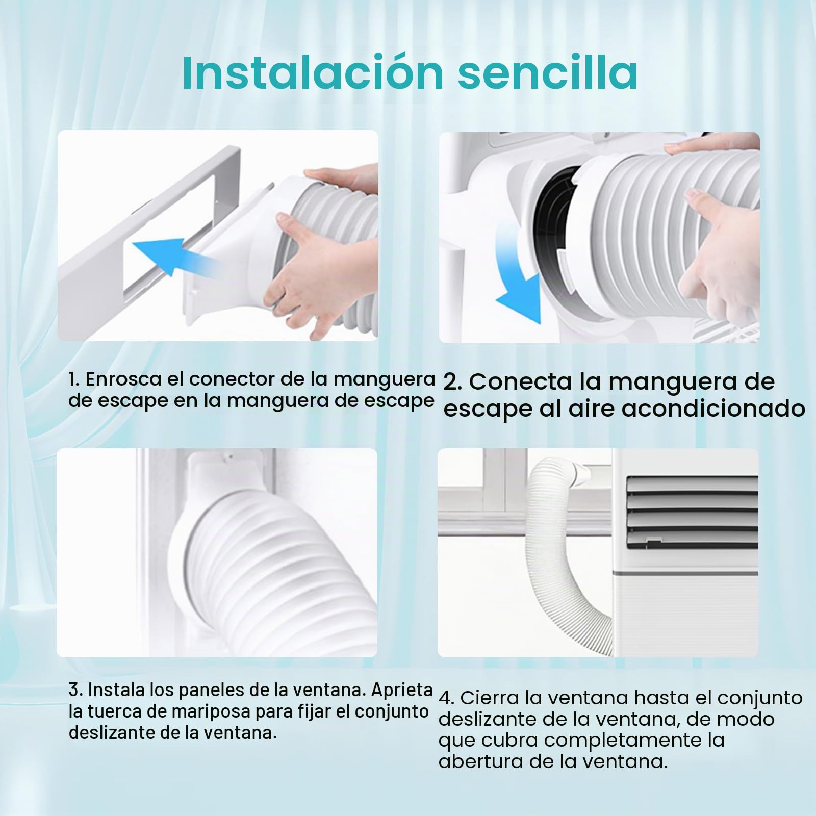 Electactic Climatizador portátil 10000 BTU silencioso para dormitorio, oficina y espacios pequeños, refrigeración 3 en 1, deshumidificador y ventilador, evaporación automática, 2 velocidades