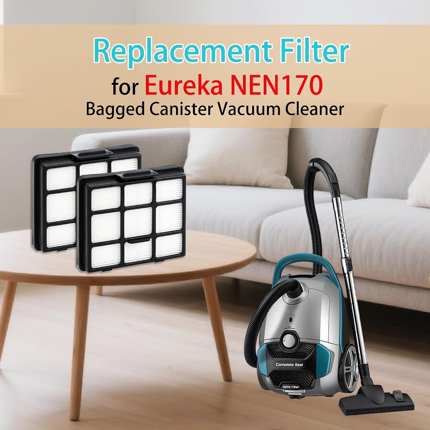 NEN170 Replacement Parts Only for Eureka NEN170 Bagged Canister Vacuum Cleaner Accessories | Include 10 Dust Bags, 2 HEPA Filters and 2 Inlet Sponge Filters