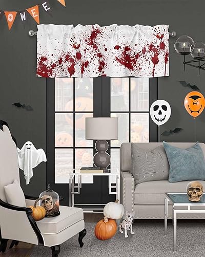 Miniatura 3 de Cortinas de Halloween para cocina, cafetería, cortinas cortas con estampado de manos crueles y espeluznantes, 42 x 18 pulgadas, bolsillo para barra,