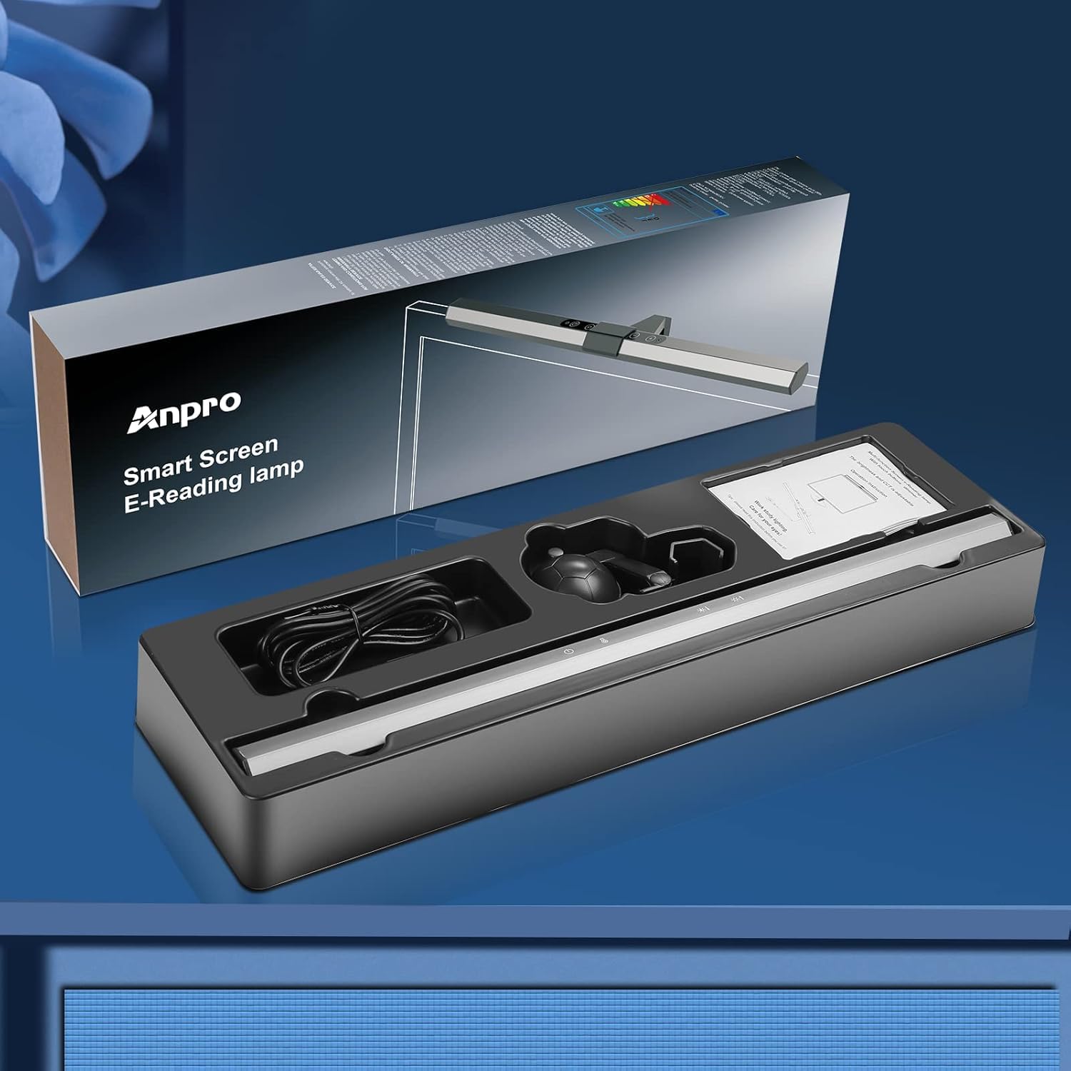 Anpro Monitor Lampe, Computer Monitor Light Bar mit Touchscreen, 3 Farbtemperaturen, stufenlose Einstellung, keine Blendung und kein Flimmern, Augen schützen, Grau