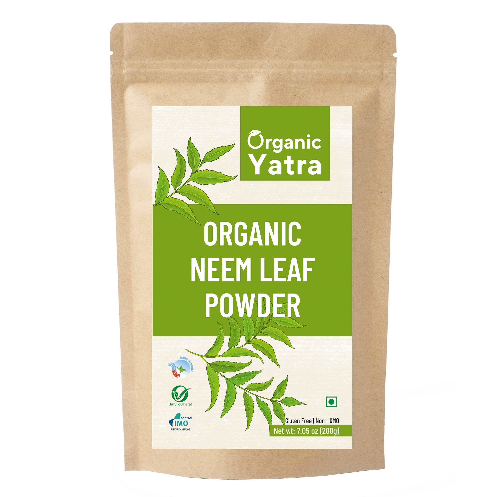 Organic Yatra Certified Organic Neem Powder 200 grams, Azadirachta Indica Leaves Powder for Plants, Face Pack, Eating, Hair Growth
