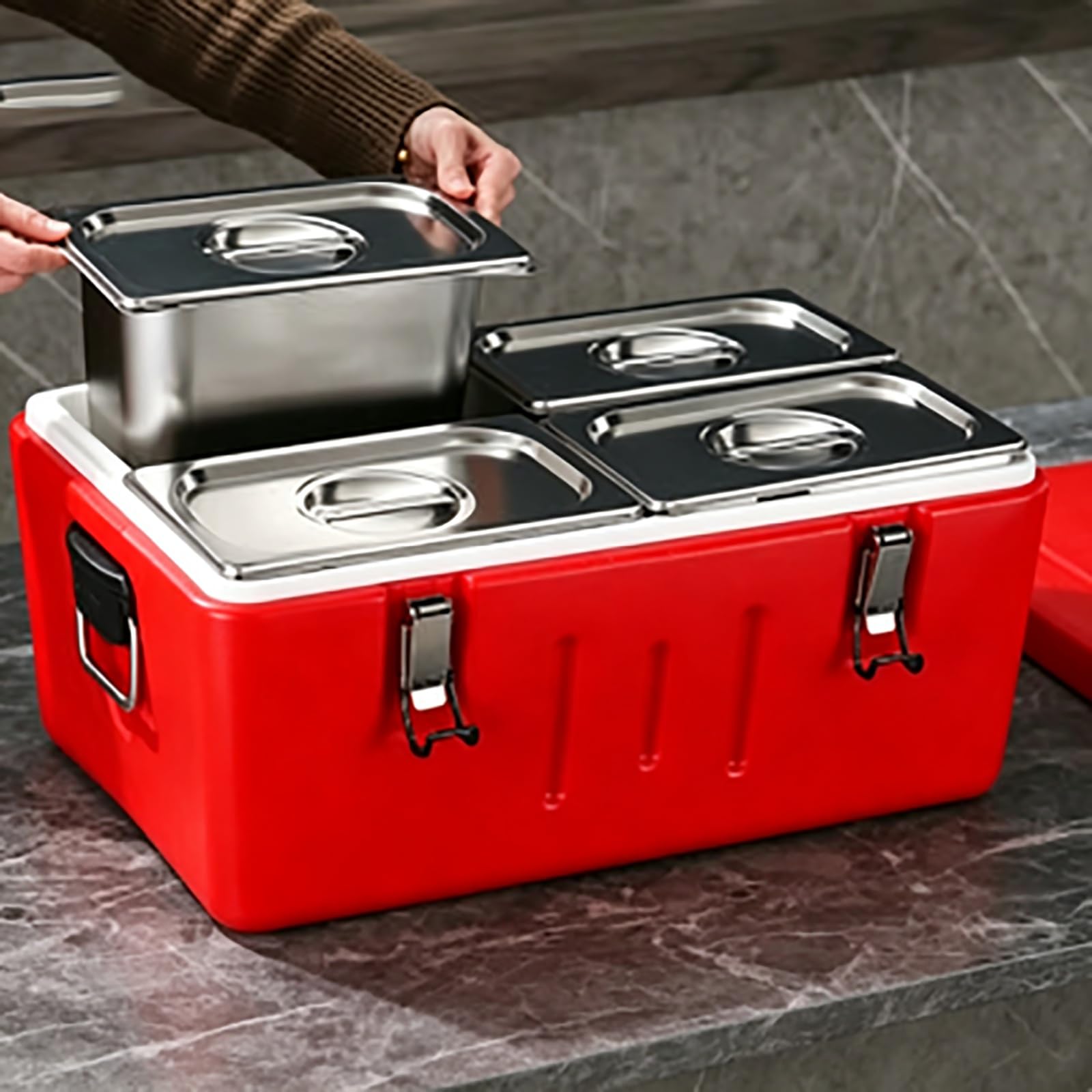 JOSOGO Portable Insulated Cooler Box, Leak Proof Thermal Storage Box for Travel, Camping, Home Use(C)