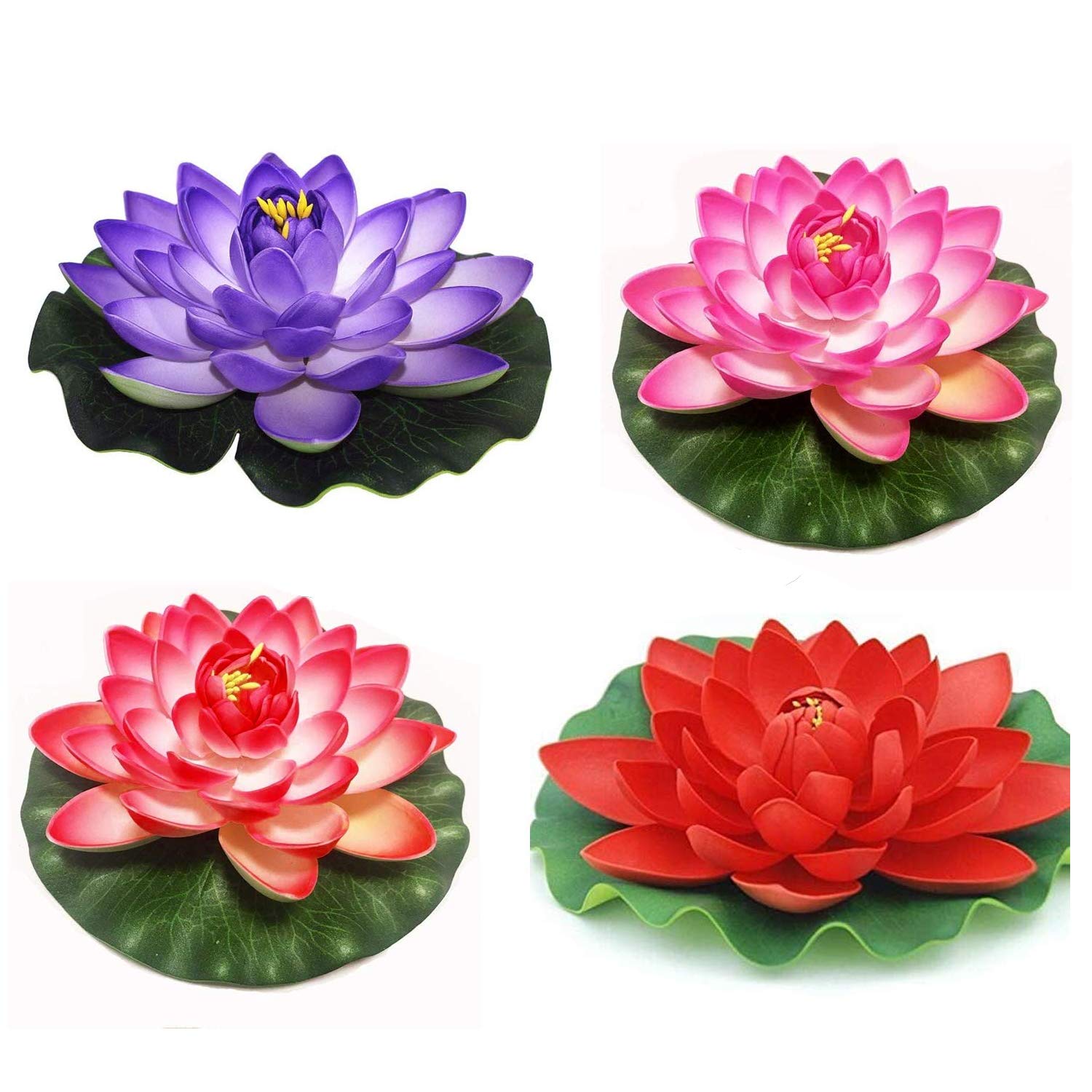 Aakriti Artificial Plastic Multi-Colored Lotus with Leaf for Decoration 18 CM in Diameter Random Colour (4)