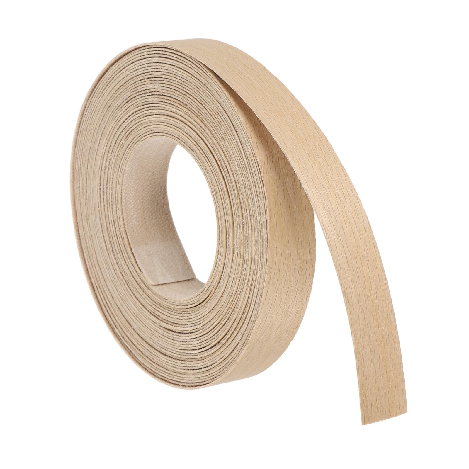 sourcing map 1.6cm x 7.62m Wood Veneer Edge Banding, Pre-Glued Flexible Beech Edging Strips, Iron on with Hot Melt Adhesive Wood Tape for Cabinet Repair and Furniture Restoration