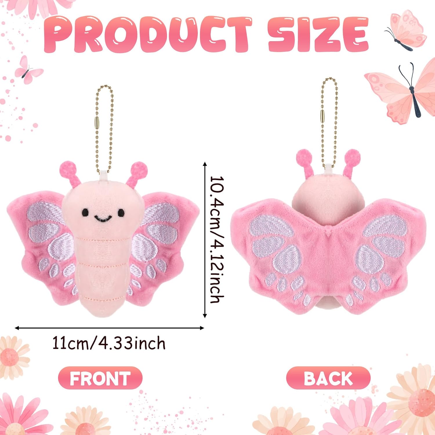 Soulchen 8 Pcs Butterfly Stuffed Animal Plush 3.14" Pink Soft Plush Animal Realistic Cartoon Toys Adorable Doll for Boy Girl Baby Shower Birthday Party Favors DIY Supplies