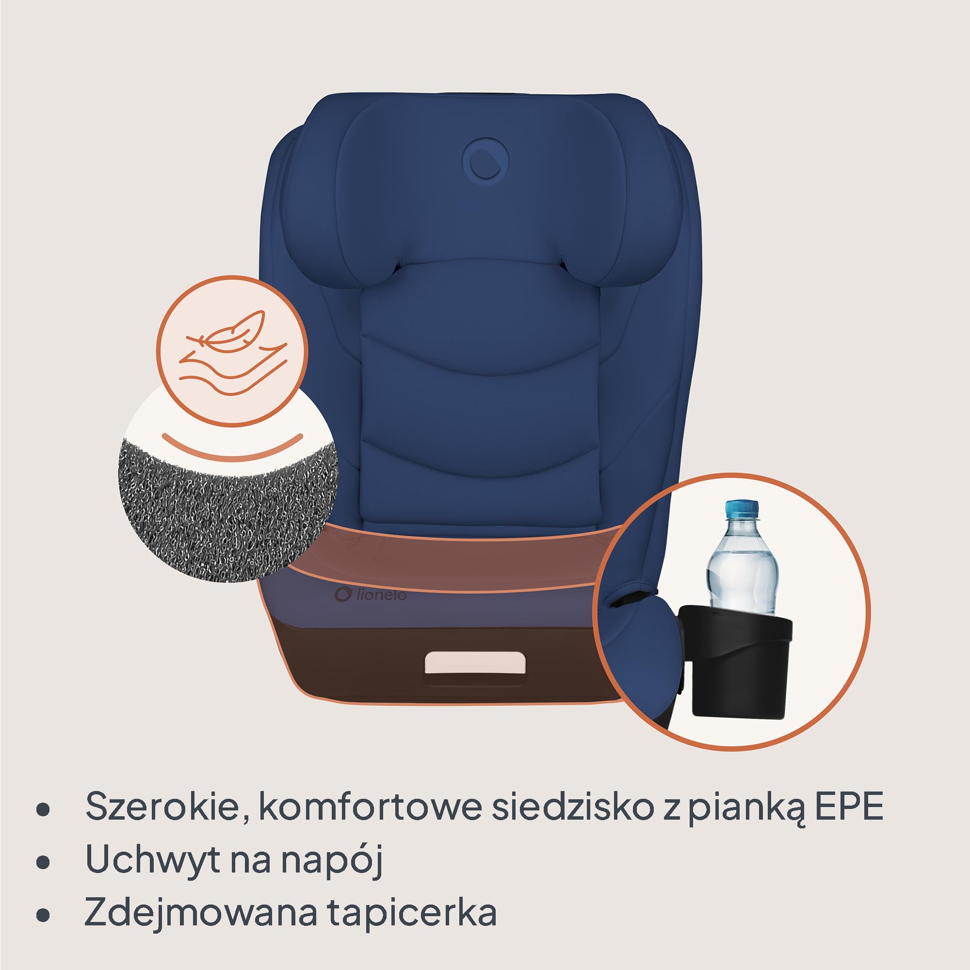 LIONELO NEAL I-SIZE Fotelik samochodowy dla dzieci, grupa 2 3, od 100 do 150 cm, ok. 3-12 lat, mocowanie ISOFIX lub bez uprzęży, regulowany zagłówek, ochraniacz boczny, podłokietnik, standardowy R129