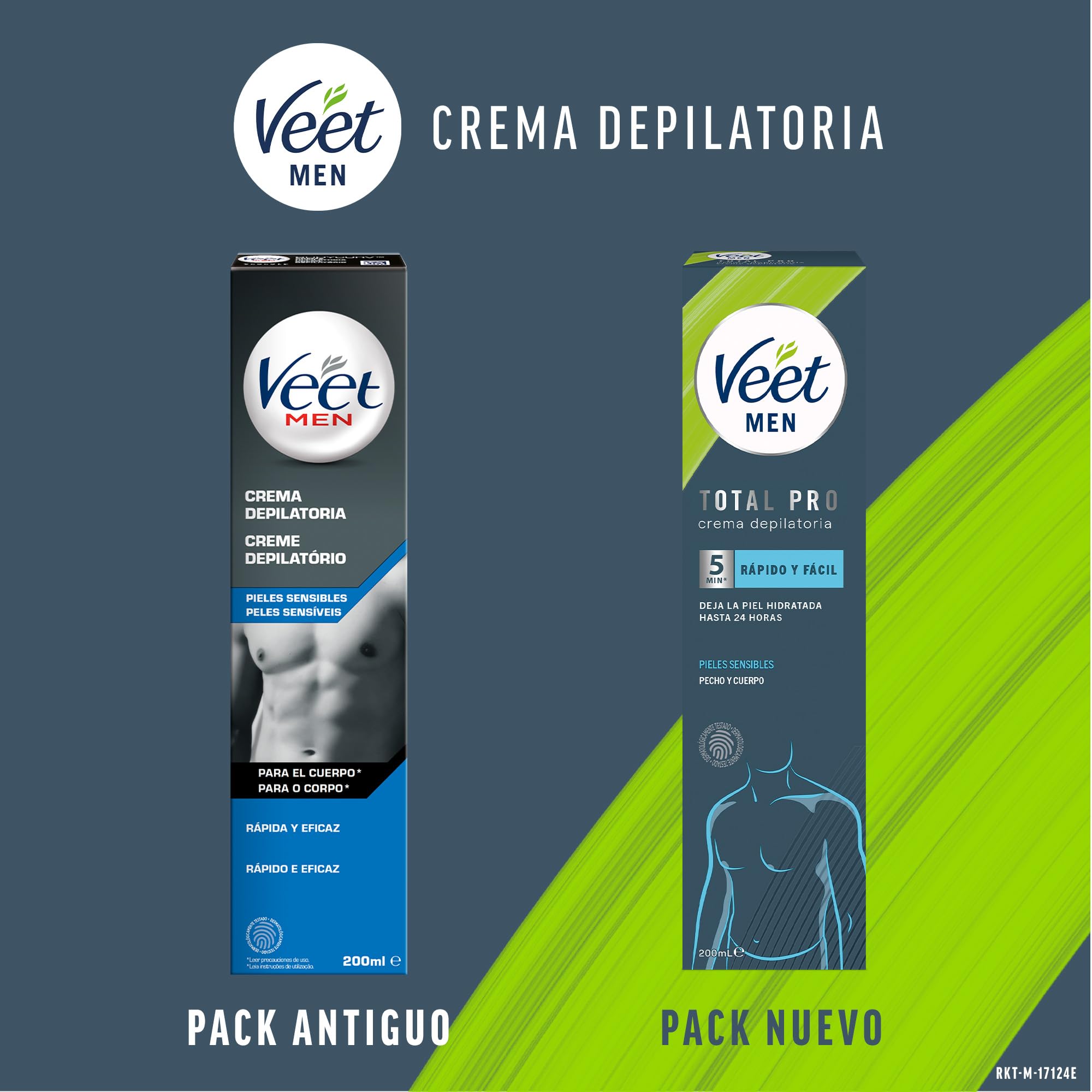 Veet Crema Depilatoria para Hombre Piel Normal, 200 ml (Paquete de 6)