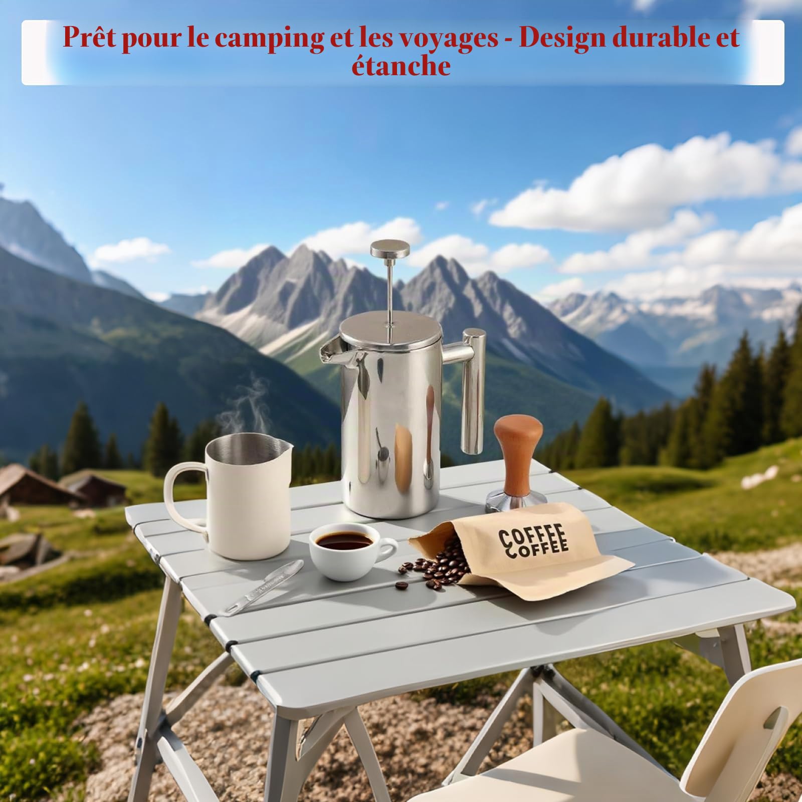 XINGYUEXUAN Cafetière à piston en acier inoxydable, de qualité supérieure, avec fonction thermique, avec triple filtre, passe au lave-vaisselle et isolée, 600 ml