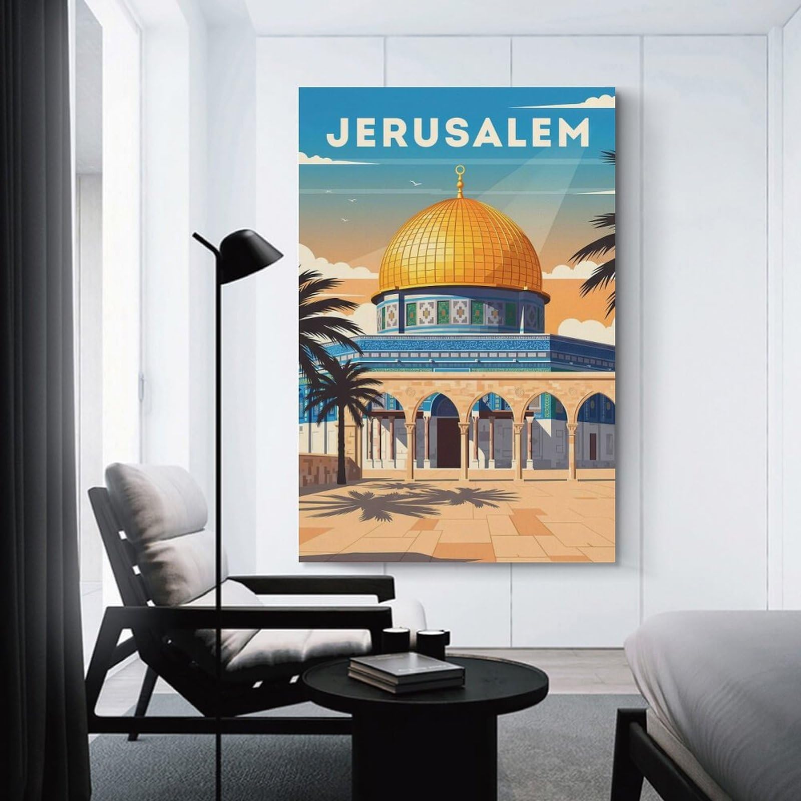 Junmoney Jerusalem Dome of Rock Travel Canvas Wall Art 20x30inch(50x75cm), for Home Lounge, Bedroom Or Reading Nook, Eye Catching Artwork for Blank Walls