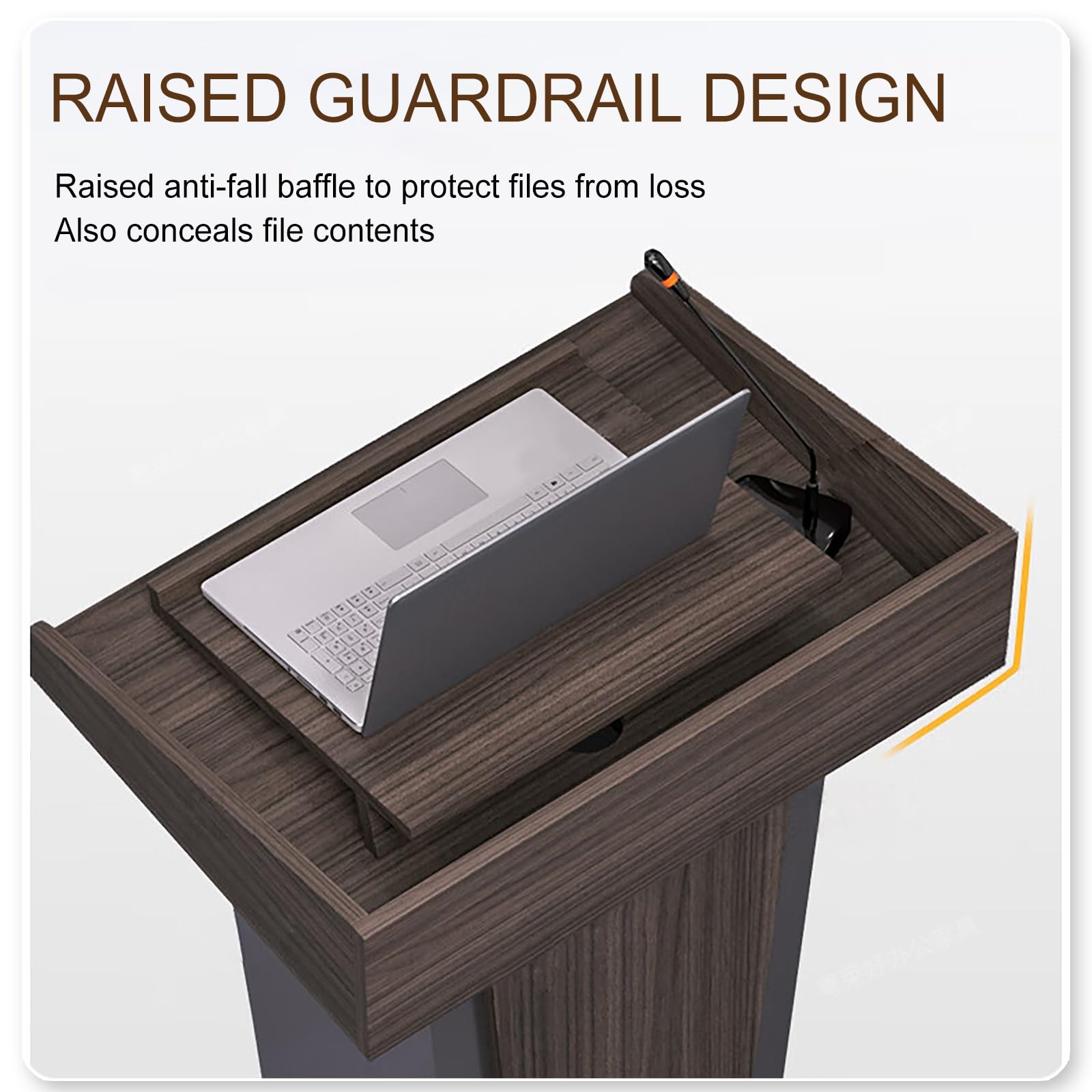 Atrile de Madera marrón con Ruedas, Atril de Madera de 2 Niveles, púlpito con Parte Superior Inclinada para Iglesias, oficinas y escuelas, Atril portátil para Eventos.