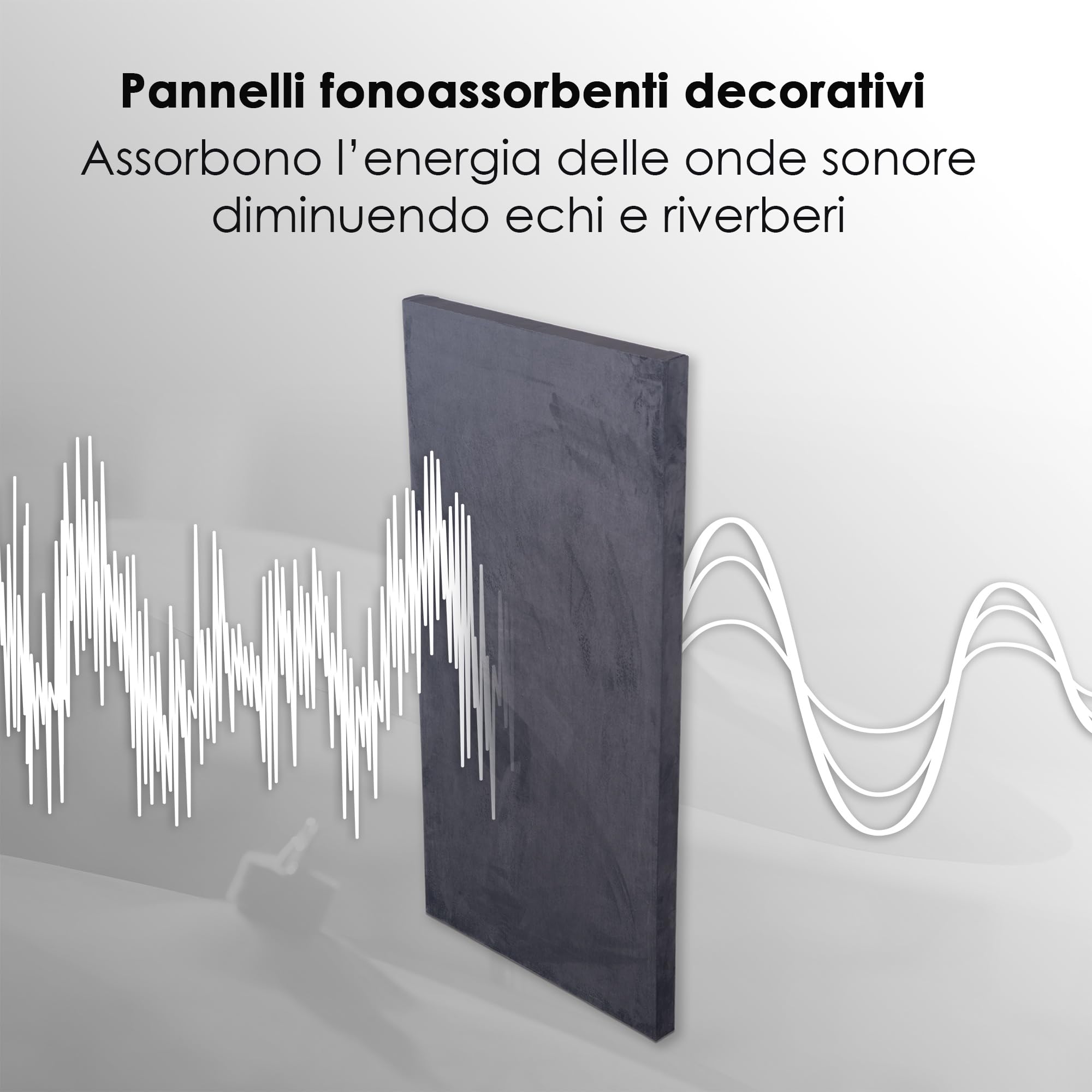 Keyhelm - Pannello Fonoassorbente Flat Panel Poster tessuto Torciopelo | Pannello Fonoassorbente di Design, Adatto a Diversi Ambienti (120x60cm, Antracite))