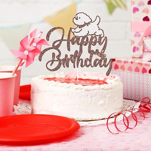 Miniatura 5 de Decoración de pastel de perro de feliz cumpleaños, decoración de pastel de fiesta de cumpleaños de mascotas, suministros de decoración de pasteles