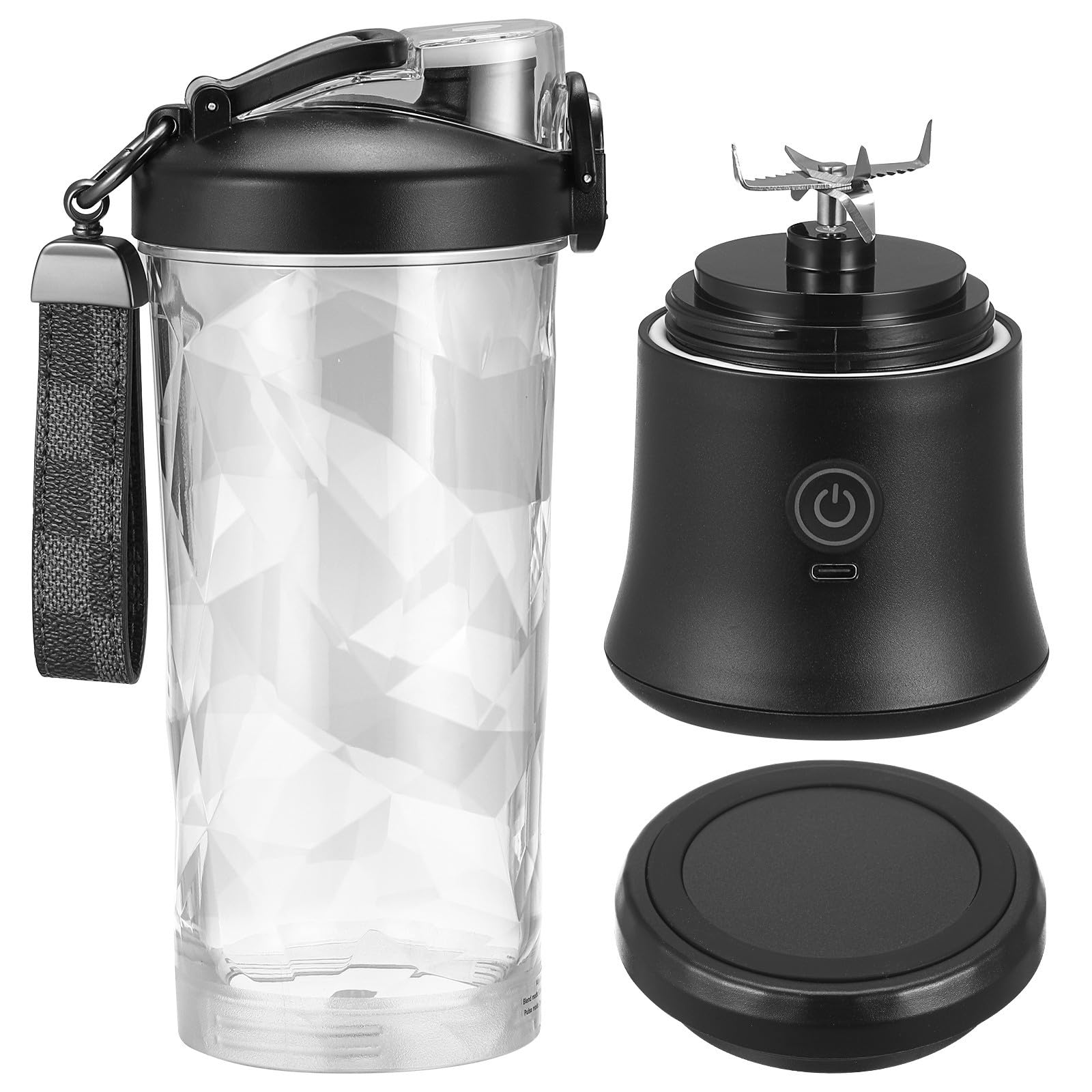 Frullatore Portatile per Smoothie 600ml Nero in PC 150w