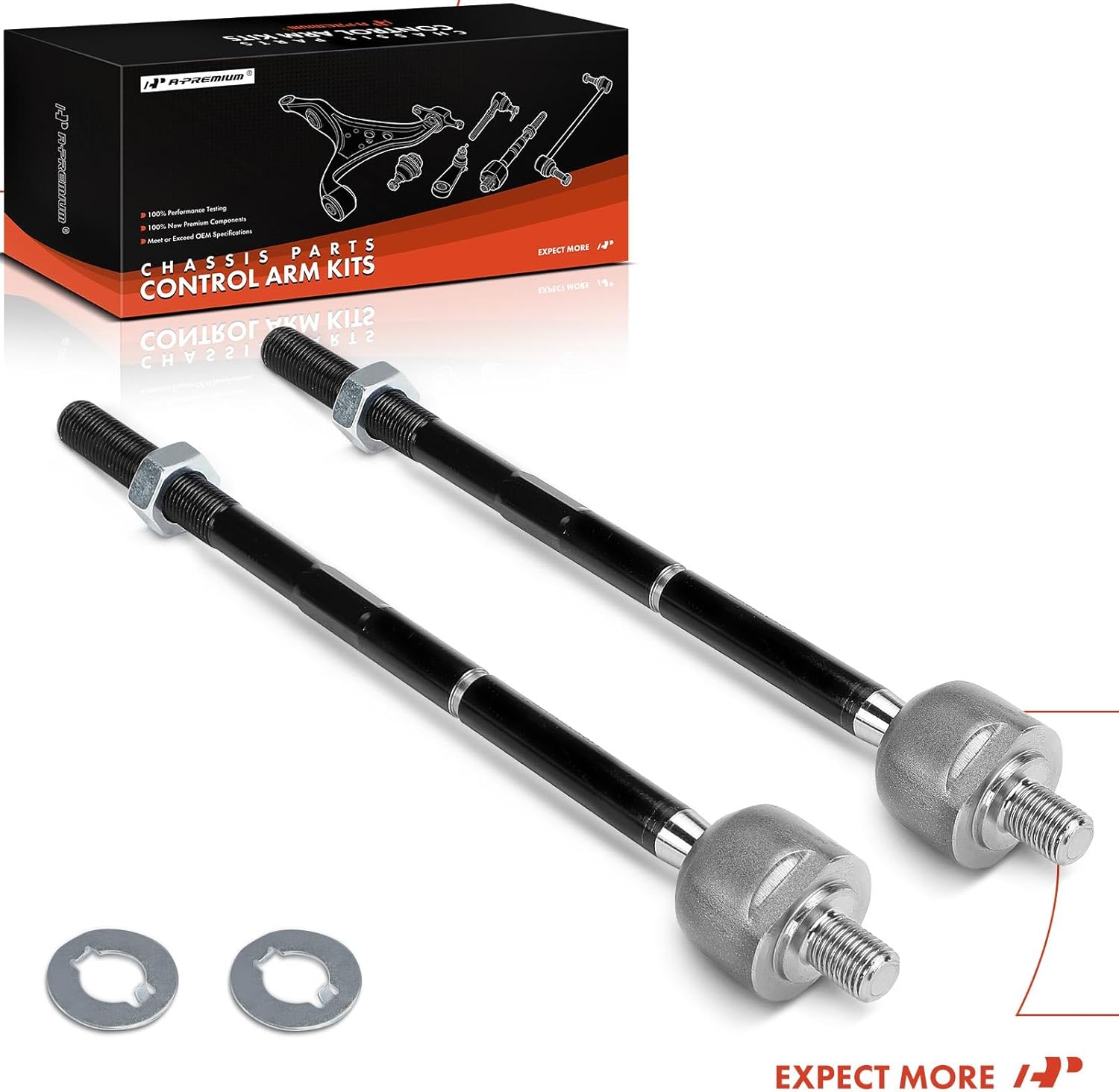 A-Premium 2 x Front Inner Tie Rod Ends, Compatible with Pontiac Solstice 2006-2009 & Saturn Sky 2007-2010