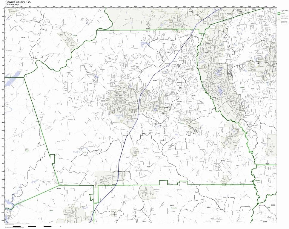 Working Maps Coweta County, GA Zip Code Map Not