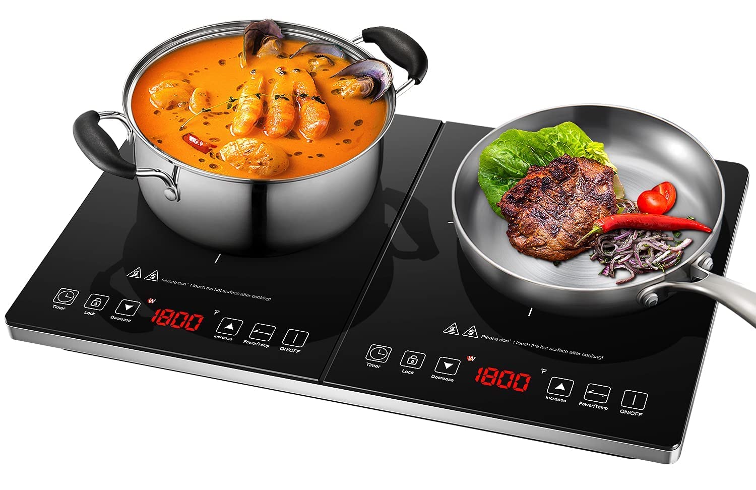 Electric Cooktop AMZCHEF Double Induction Cooker with 2 Burners, Ultra
