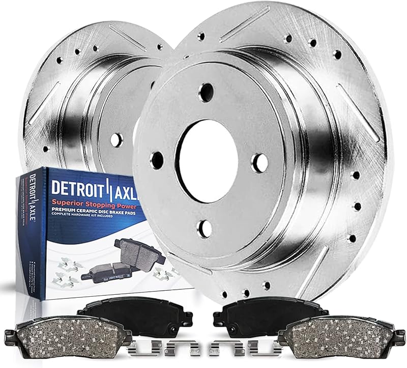 Kit de freio traseiro Detroit Axle com discos perfurados e ranhurados para Honda e Acura – 239 mm