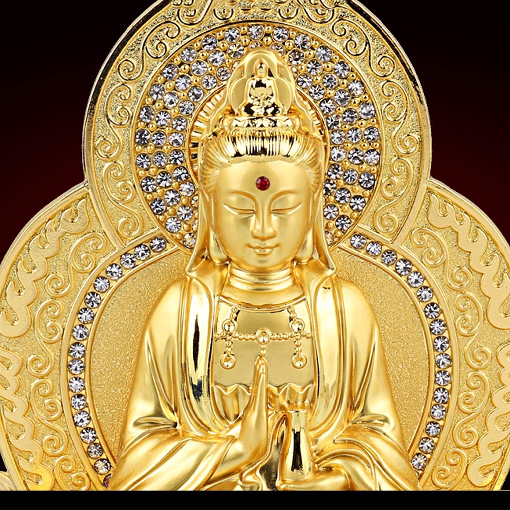Buda Estatua Golden Cuerpo Tathagata Maitreya Zen Buddha Buda de Doble Cara Guanyin Hecho a Mano Diamantes Sentado Buda Artesanía Decoración (Color : A)