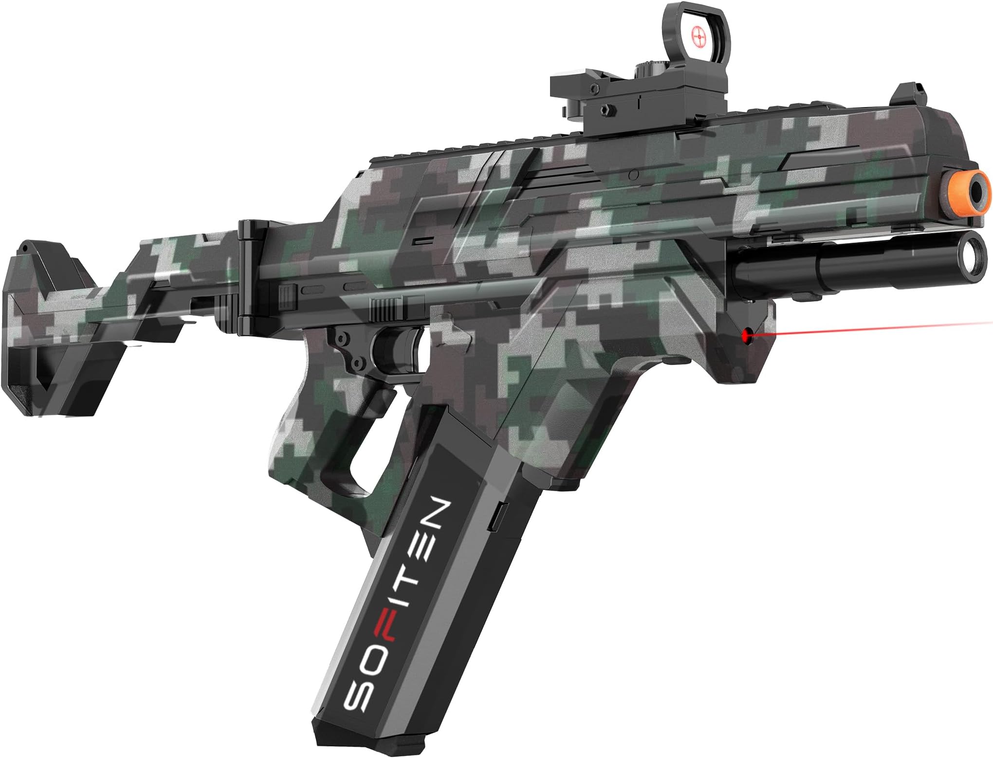 SOFITEN Toy Gun Automatic Sniper Rifle Toy Foam Blaster with Tactical Vest 150 Darts IR Flashlight Foldable Stock The Shooting Activity Game for Kids Age 8-12 Gifts for Birthday Xmas