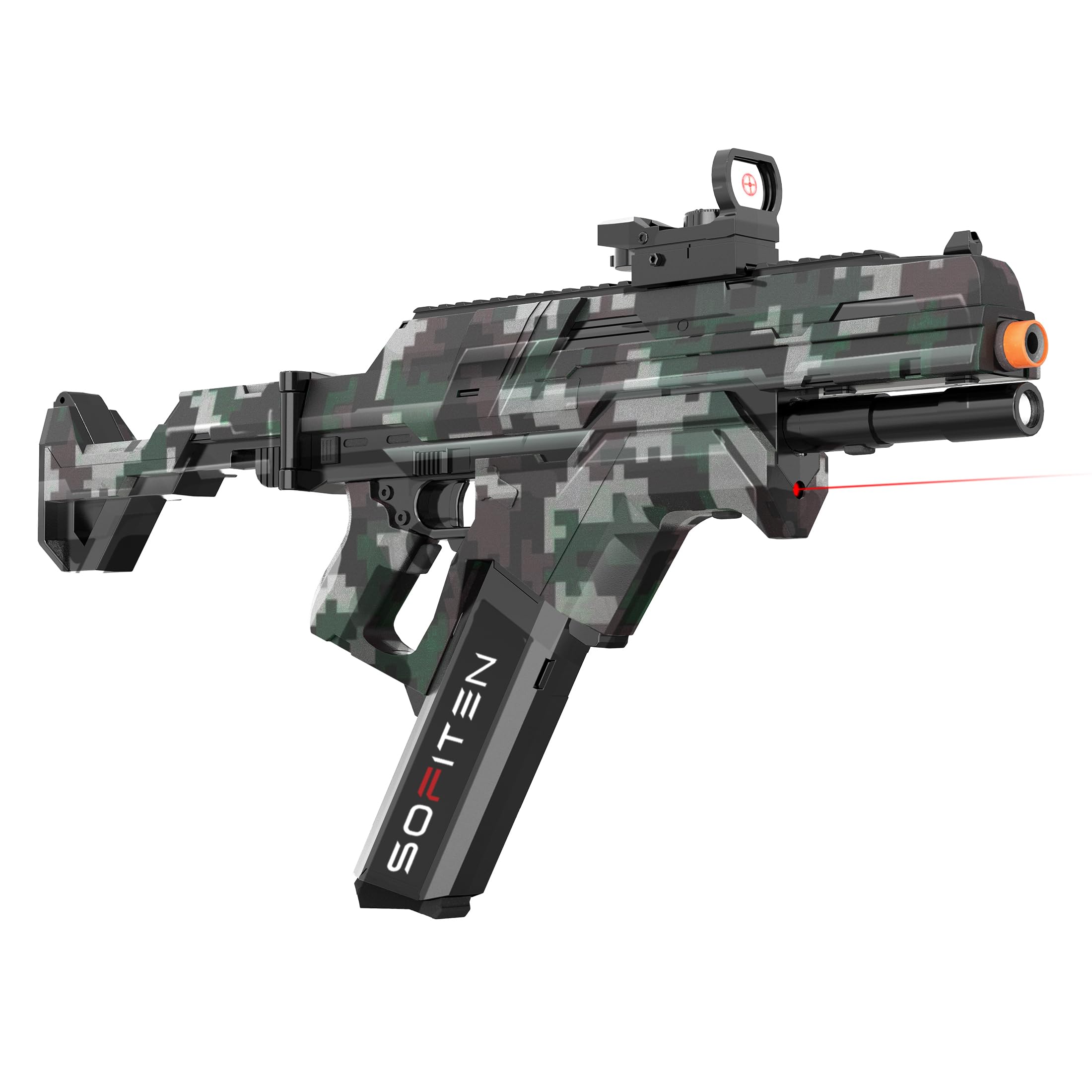 SOFITEN Toy Gun Automatic Sniper Rifle Toy Foam Blaster with Tactical Vest 150 Darts IR Flashlight Foldable Stock The Shooting Activity Game for Kids Age 8-12 Gifts for Birthday Xmas