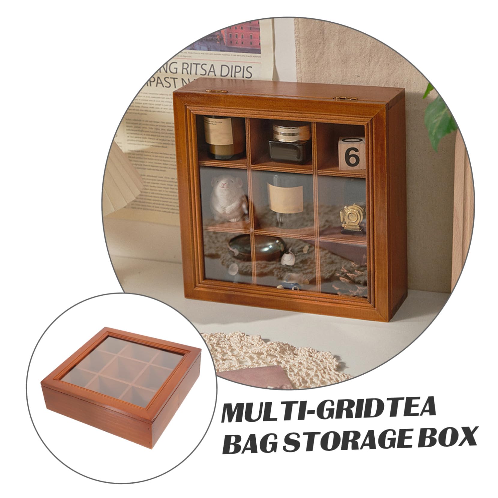 Fächer Holz Tee Beutel Organizer mit Transparenten Fächern Multifunktionale Teebox für Tee Zucker und Kaffee Station Kompakte Aufbewahrungslösung für Küche und Schreibtisch