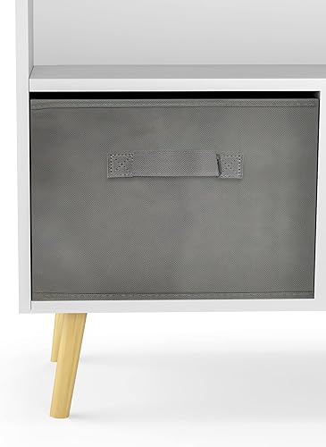 Miniatura 7 de Royard Oaktree Kids Bookcase with 3 Collapsible Fabric Drawers and Open Shelves Modern Storage Display Cabinet Wood Toy Storage Cabinet Organize