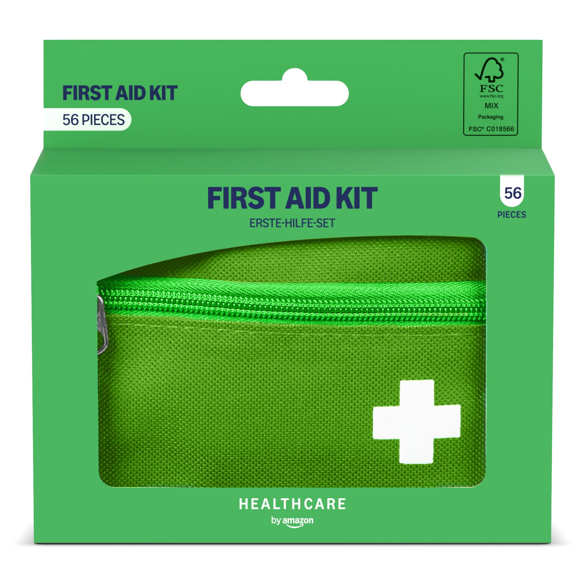 Healthcare by Amazon - Kit de primeros auxilios, Verde, 56 unidades (Anteriormente una Marca de Amazon Basic Care, el Mismo Producto)