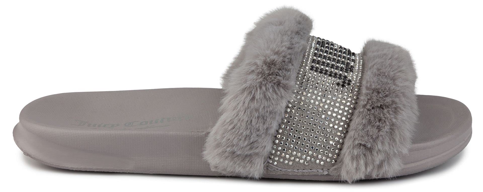 Juicy Couture Women's Fashionable Faux Fur Slide Sandals, Cozy Slip-On with EVA Sole for Indoor & Outdoor Slip-On