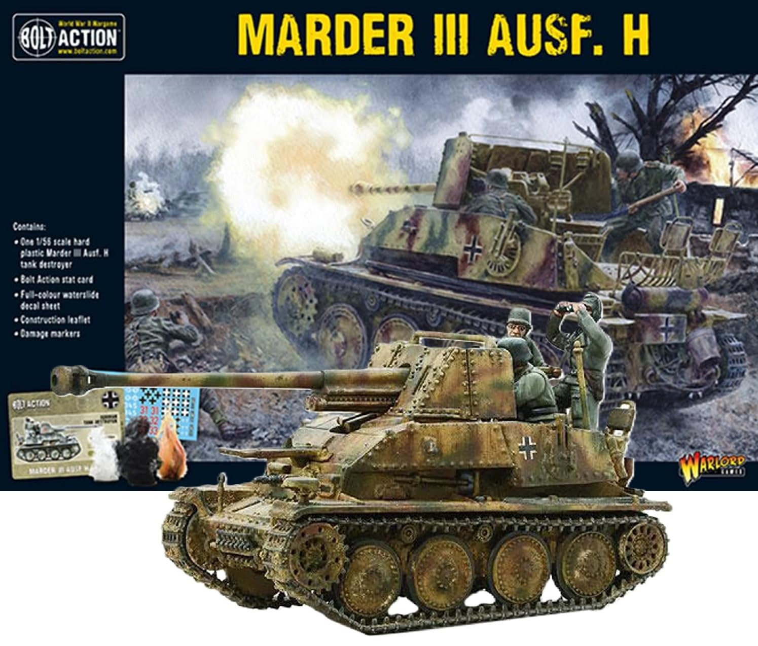 Warlord Games Bolt Action Marder III Ausf. H Tank 1:56 WWII Military Wargaming Plastic Model Kit