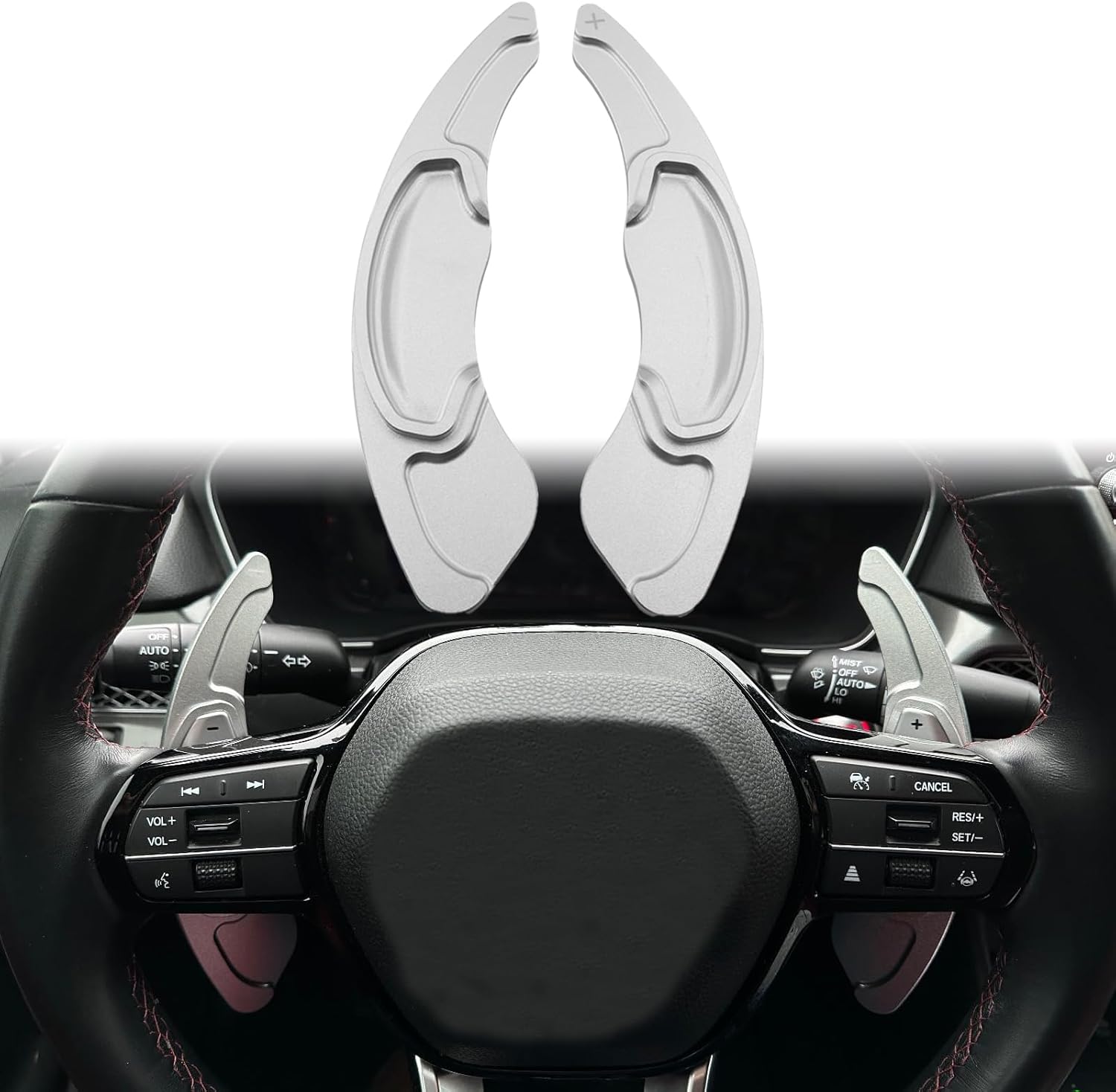 Aluminum Alloy Steering Wheel Shift Paddle Extension Cover Sticker Car Accessories for Honda 2022-2025, for Acura Integra 2023-2024 (Silver)