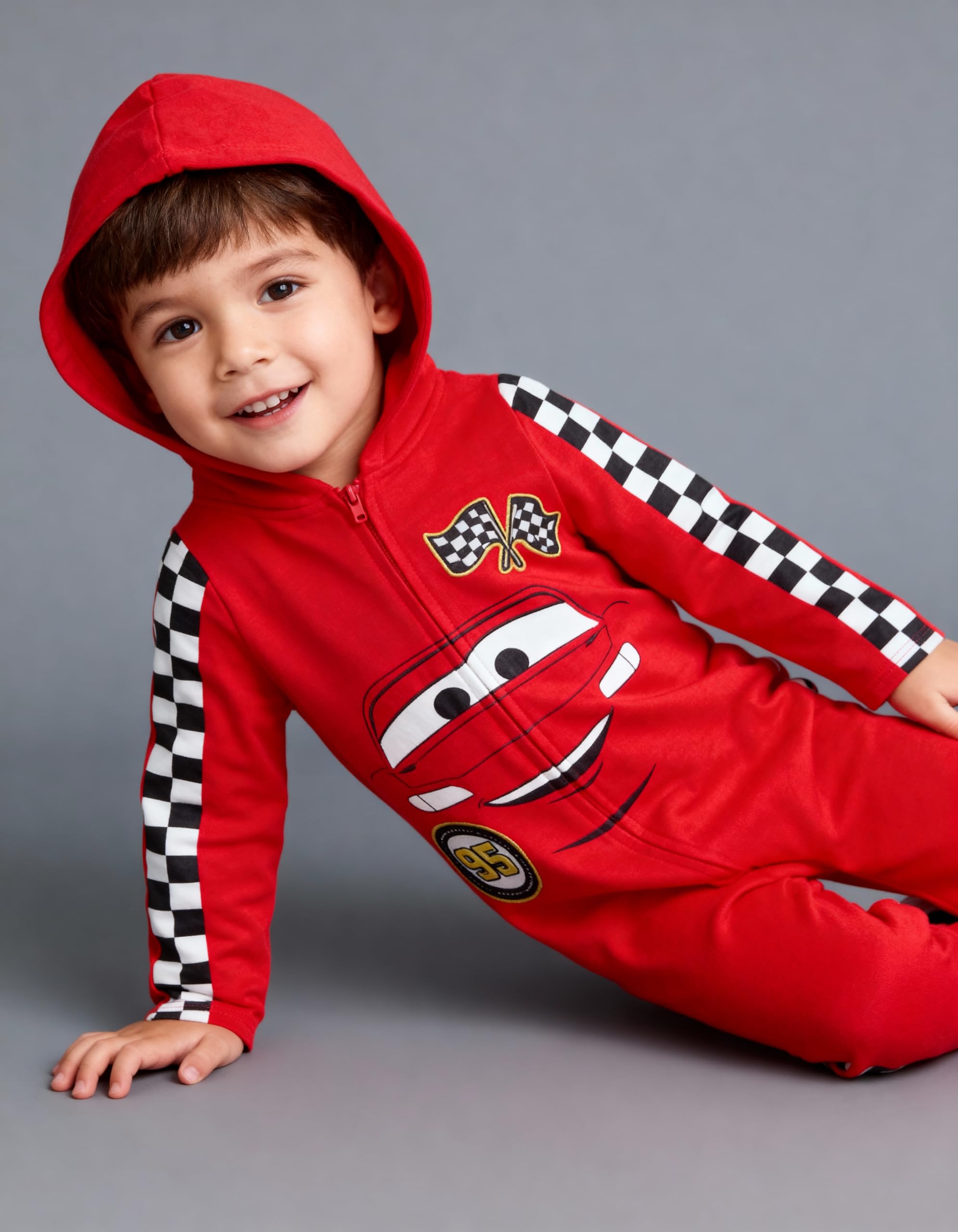 Disney Pixar Cars Saetta McQueen - Tuta da cosplay con cerniera e cappuccio