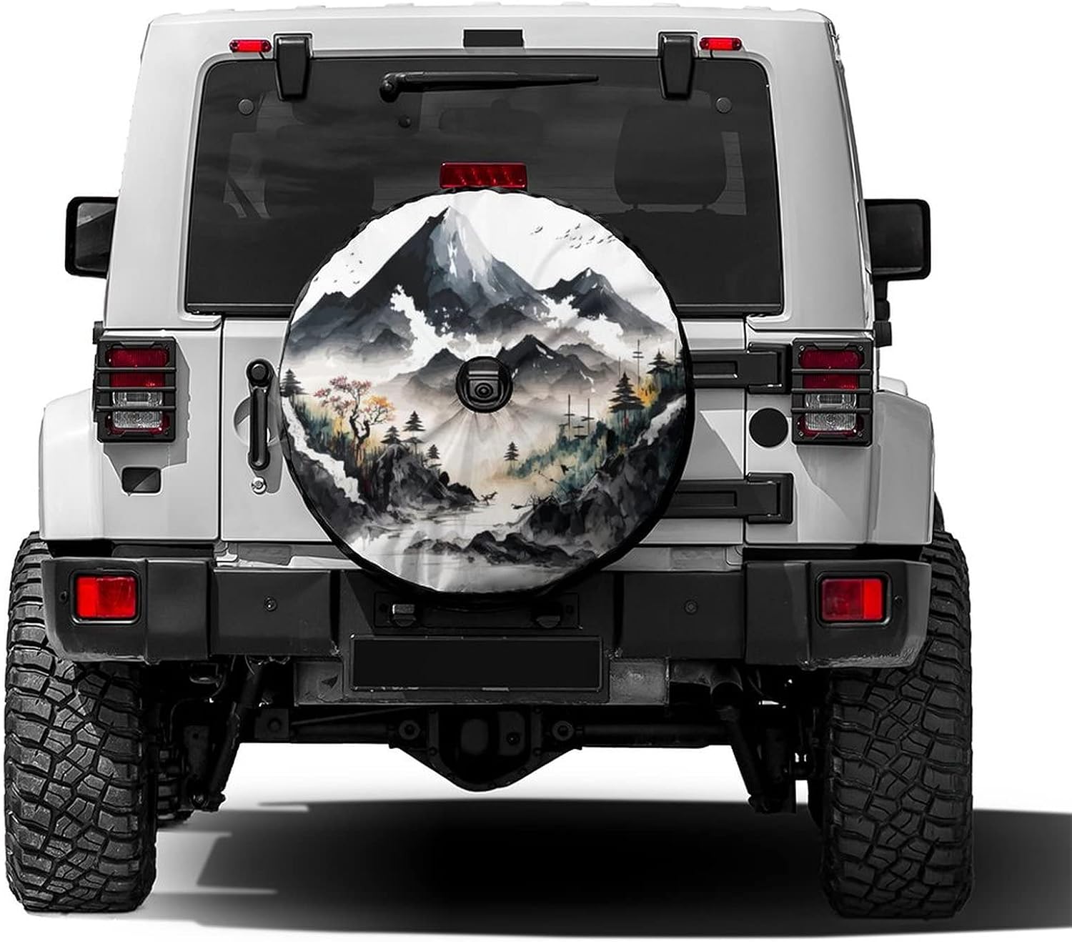 Delerain Spare Tire Cover with Backup Camera Hole Colorful Autumn Flowers Wheel Covers Waterproof Dust-Proof UV Sun Universal Fit for RV Trailer RV SUV Truck (18 Inch for Diameter 32"-34")