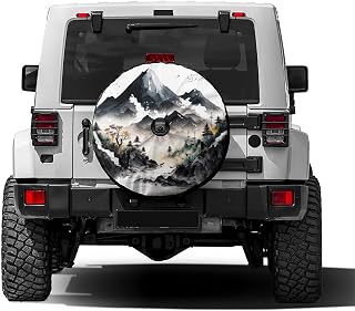 Delerain Spare Tire Cover with Backup Camera Hole Mountain Wheel Covers Waterproof Dust-Proof UV Sun Universal Fit for RV Trailer RV SUV Truck (18 Inch for Diameter 32"-34")