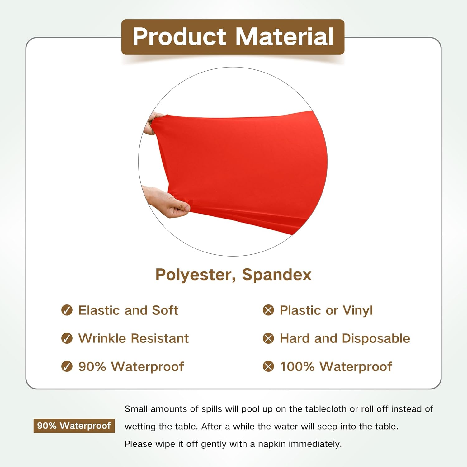 Card Table Covers Fitted Square Elastic Tablecloth, Red 34x34 in image 5