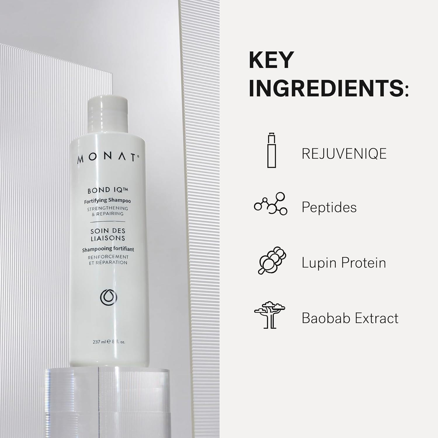 MONAT BOND IQ™ Fortifying Shampoo – Strengthening & Repairing Cleanser with Biomimetic Peptide Technology, Lupin Protein & Baobab Extract for Smoother, Shinier, Stronger Hair - 237 ml / 8 fl. - Image 5