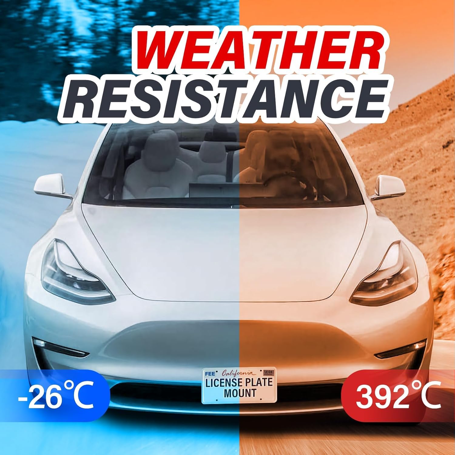 Model Y - Front License Plate Bracket No Drill Compatible with 2024 Tesla Model 3 Front License Plate Holder,Front License Plate Frame for Tesla Model 3 Accessories