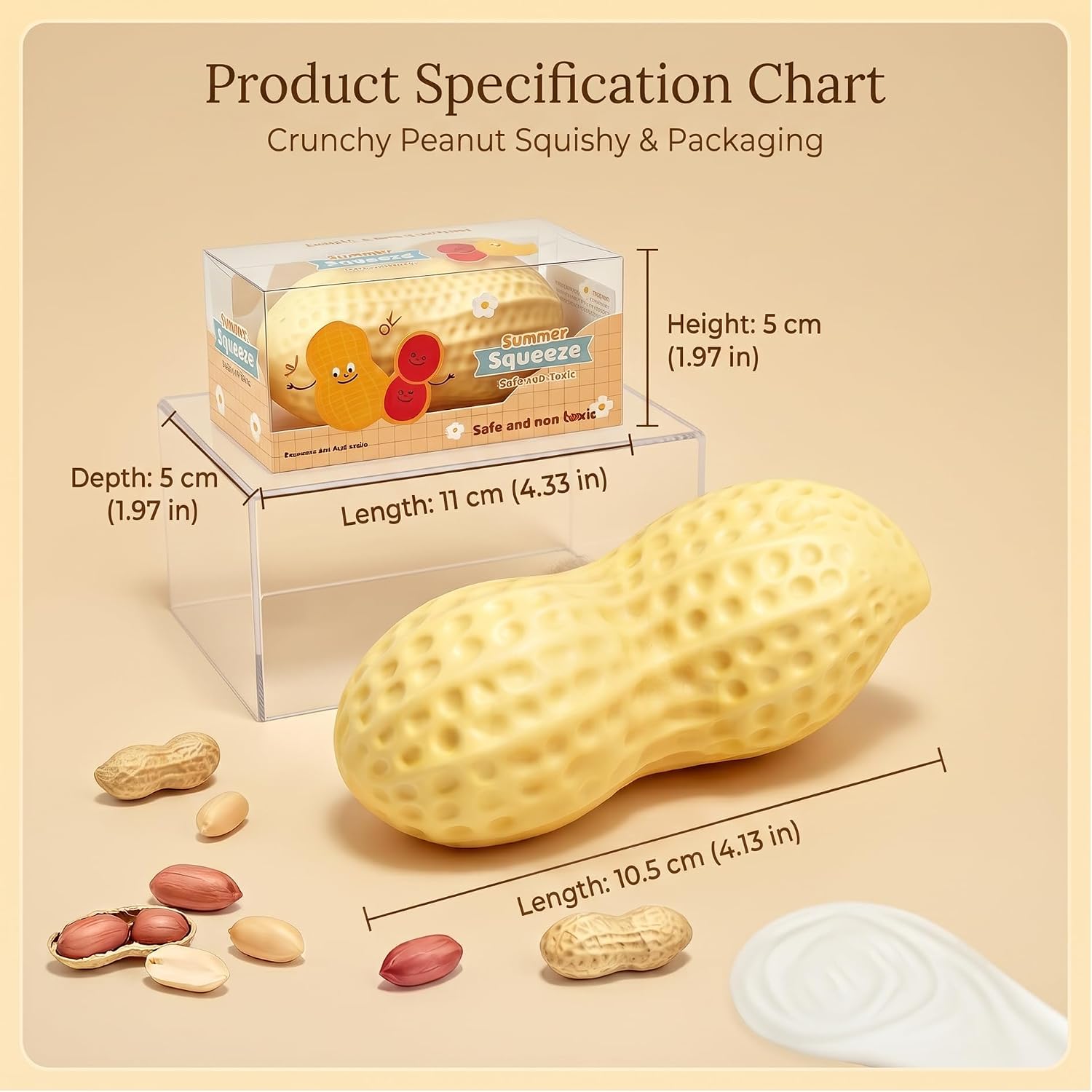 Crunchy Peanut Squishy, Slow Rising TPR Sensory Fidget Toy image 4