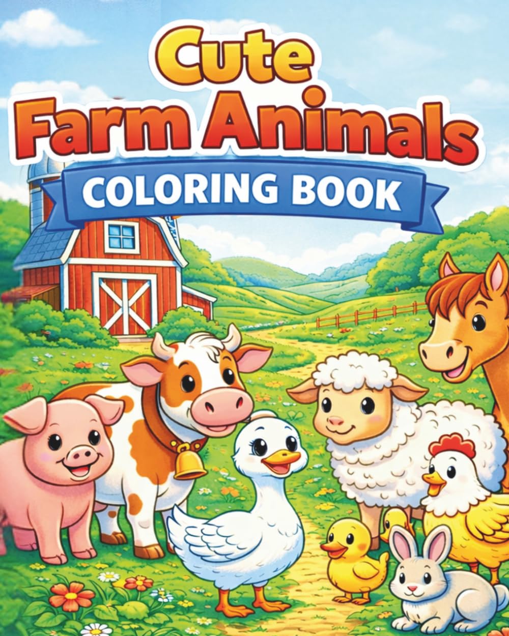 Cute Farm Animals Coloring Book: Coloring book